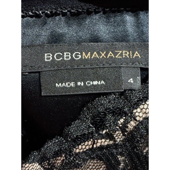 BCBG Max Azria Black Lace Overlay Tiered Ruffle Dress‎ Size 4 - Picture 4 of 11